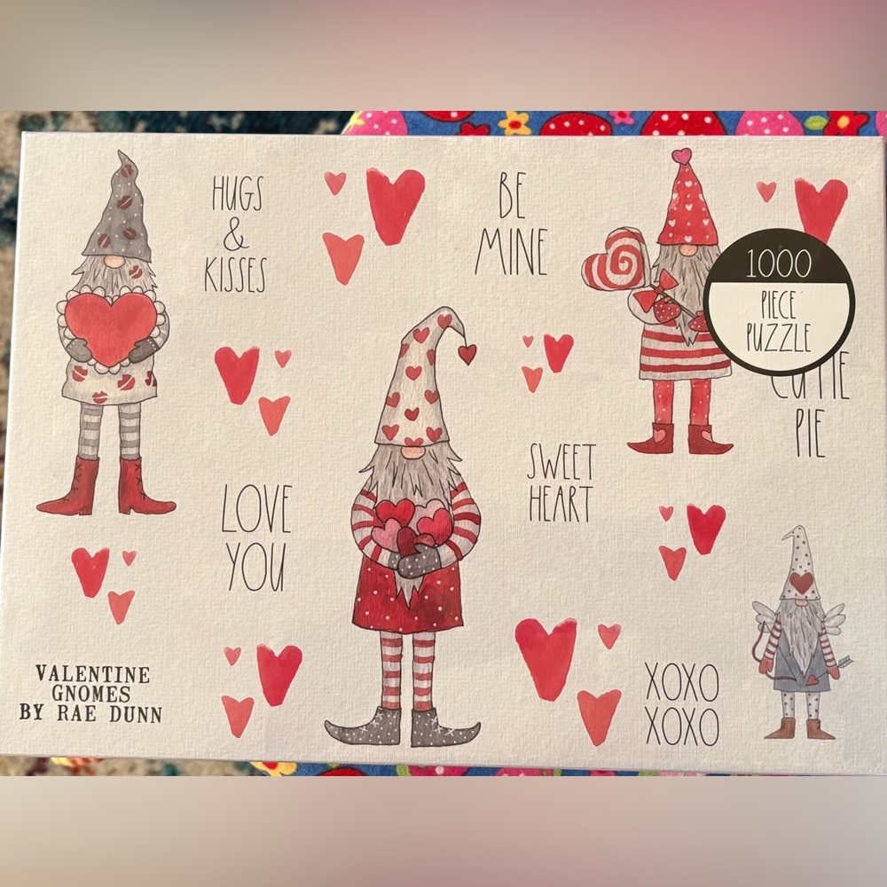 Rae Dunn Valentine Gnomes Puzzle - Red and White 1000 pieces